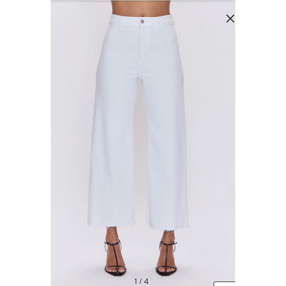 Pistola Snow White High Rise Wide Leg Cropped Raw Hem Jeans Size 28 Summer - Picture 2 of 14